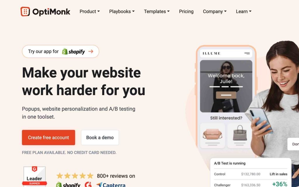 Optimonk was one of our best upsell apps for Shopify