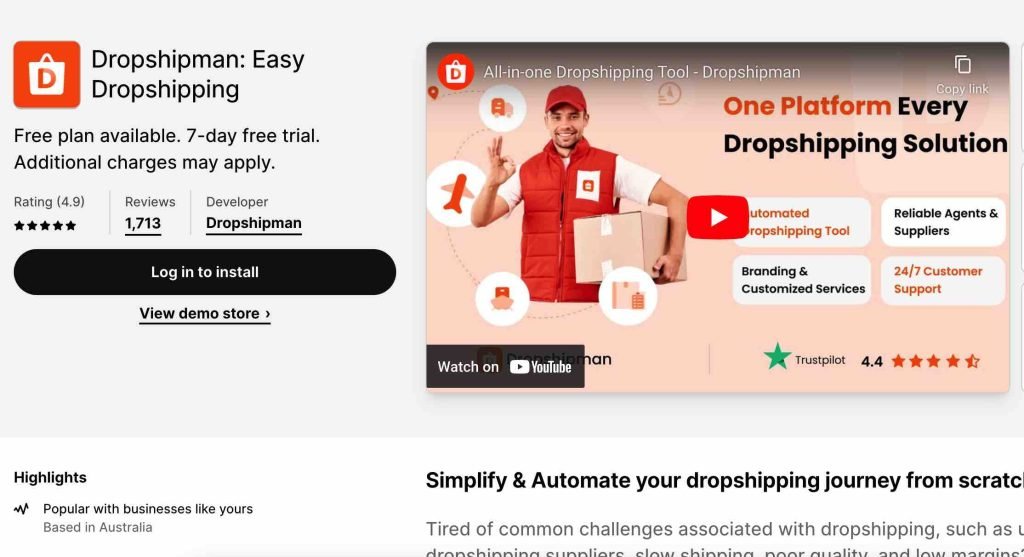 DropshipMan is one of the best dropshipping apps for Shopify